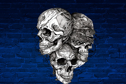 Triple Skull Svg, Skeleton Skull Svg