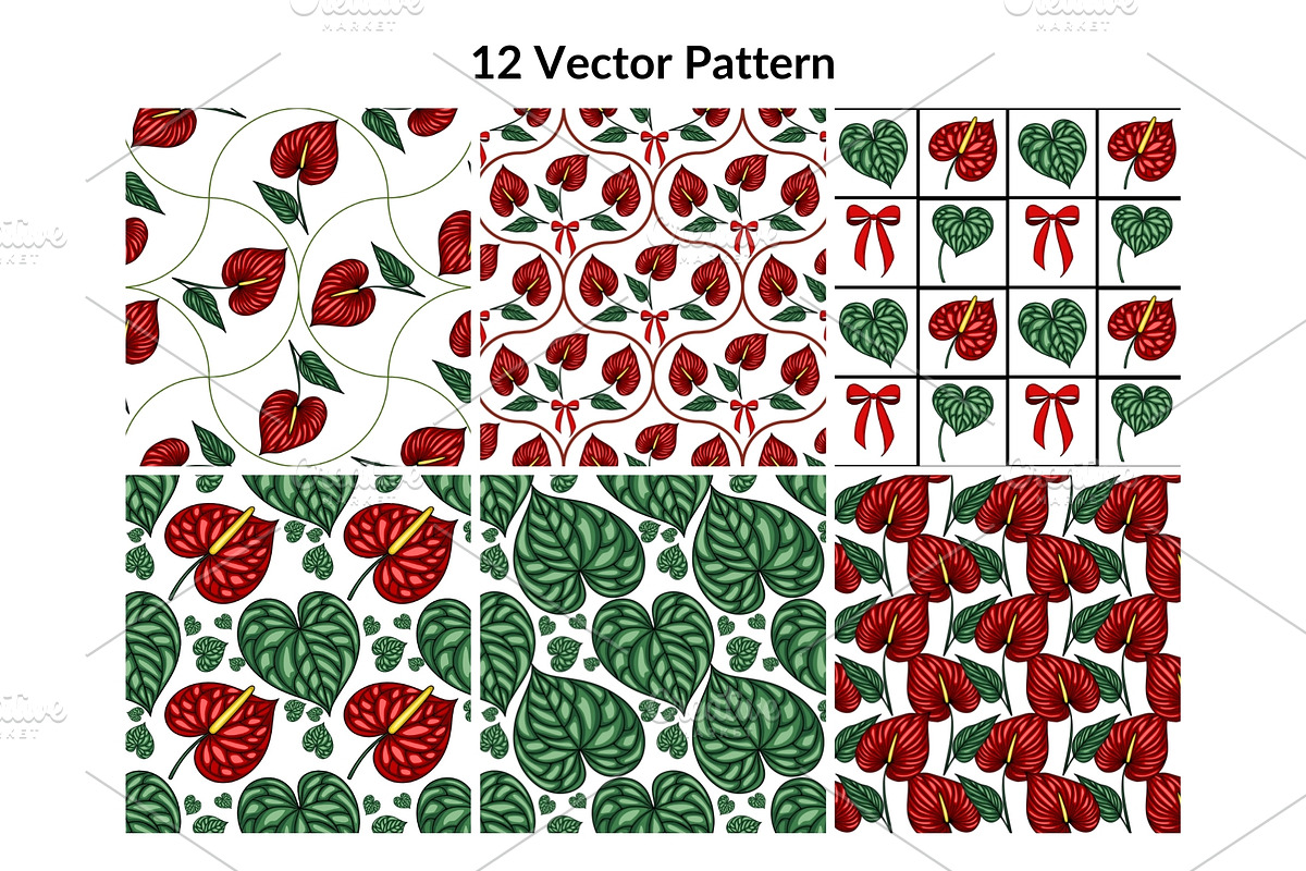 Exotic Anthurium Bloom Patterns, a Pattern Graphic by Elatedowl (Photo 3 of 13)