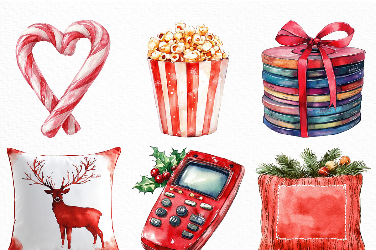 Christmas Movie Night Clipart, an Illustration by Craft Nest (Photo 4 of 6)