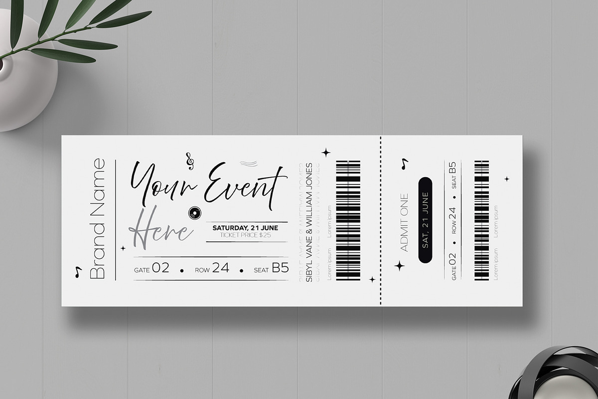 Event Ticket Template, a Card Template by MightyDesign (Photo 2 of 6)