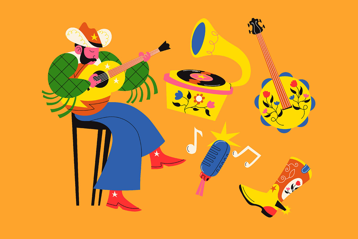 Orange Country Music Illustration, an Illustration by graphicook