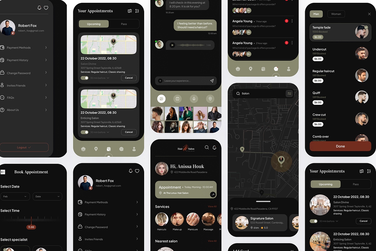 Hair Salon: Barber Appointment App, an UI Kit Template by Fluttertop (Photo 4 of 6)