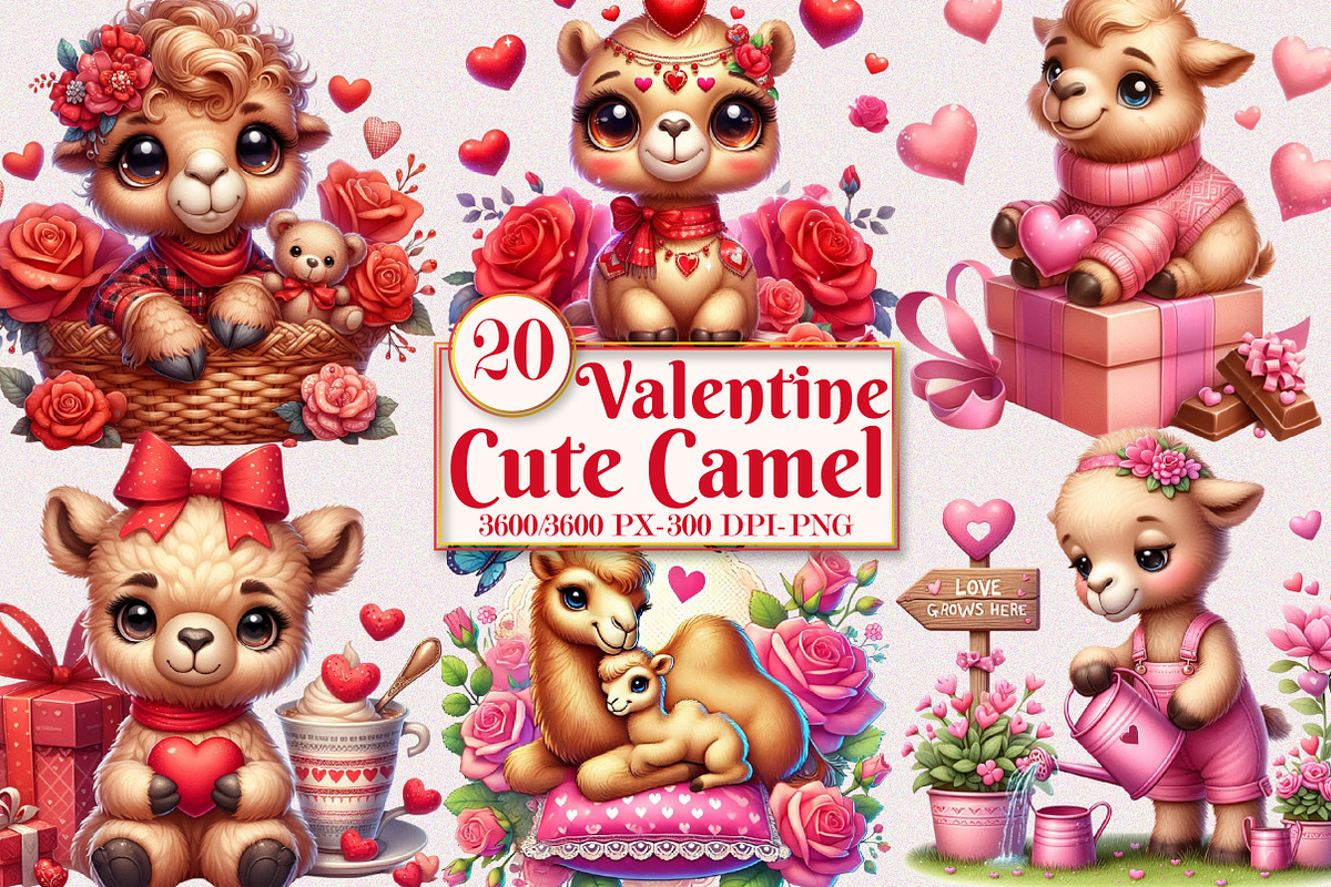 Valentine Cute Camel Clipart, a Seasonal Illustration by Craft Nest (Photo 1 of 5)