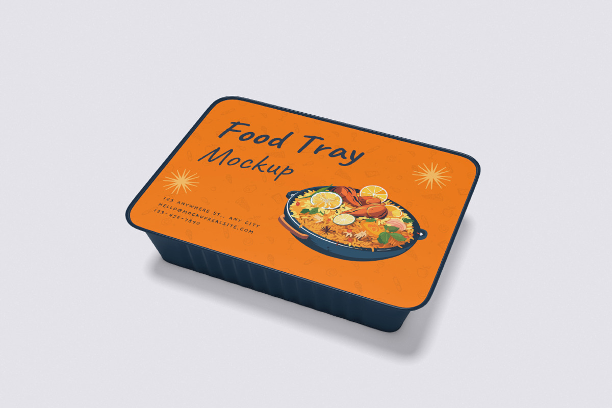 Food Tray Mockup, a Packaging Mockup by Pikachudesign (Photo 2 of 5)