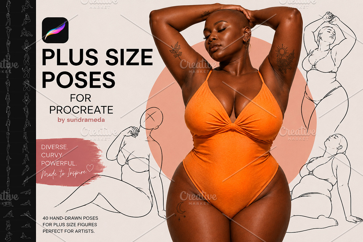 Plus Size Female Body Procreate, a Brush Add-On by sundrameda (Photo 1 of 9)