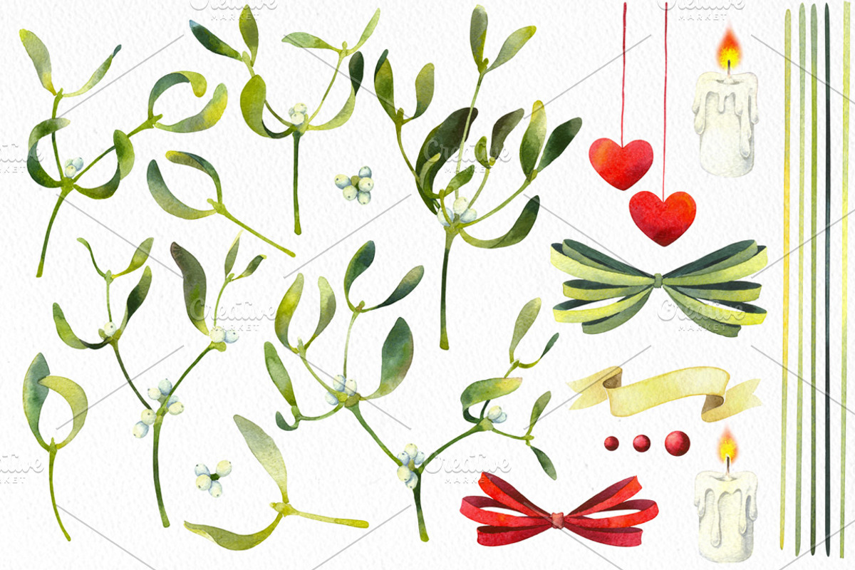 Mistletoe - watercolor illustrations, a Decorative Illustration by Color and Decor (Photo 2 of 6)