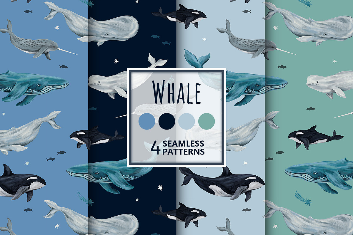 Whale pattern, a Pattern Graphic by 13 RAPPORTS I Lena Nesmi (Photo 1 of 8)