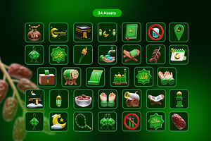 Ramadhan Kareem 3D Icons