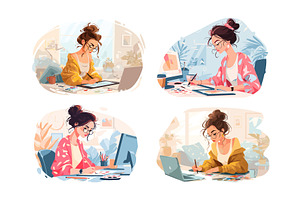 Female graphic designer working on, a Person Illustration by Onyx