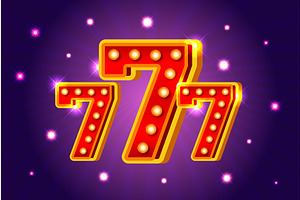 777 bulb banner. Retro casino slot, an Illustration by Stock-Smart-Start