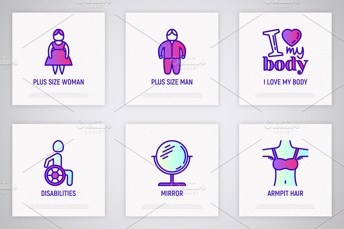 Body Positive | 16 Thin Line Icons, an Outline Icon by Alex Blogoodf (Photo 6 of 11)