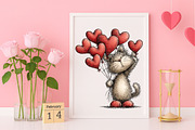Whimsical Valentine Cat Clipart, an Illustration by Canvas Craft (Thumbnail 4 of 6)