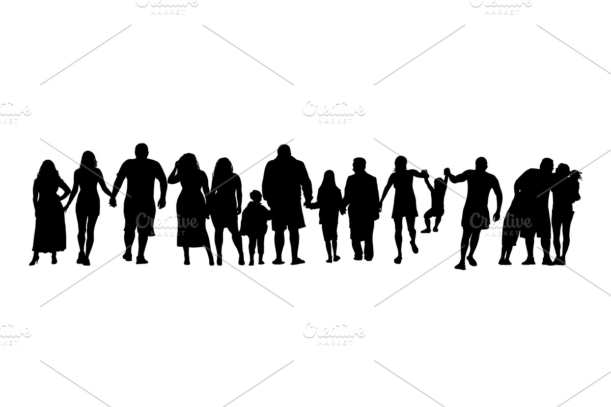 Silhouettes of groups of people set, a Person Illustration by Nenahliadava Design