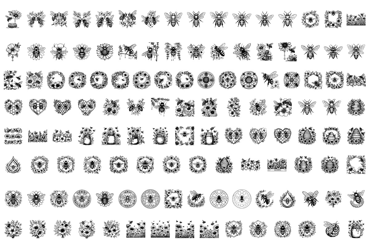 Honeycomb Bee SVG Bundle for Laser, an Object Graphic by Dervik Art Store (Photo 2 of 7)