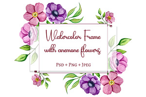 Watercolor Anemone Frame
