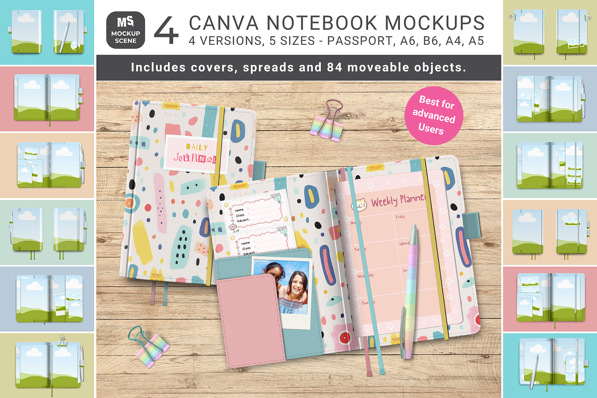 Assorted Notebooks Canva Mockup Set, a Books & Magazine Mockup by Mockup Scene (Photo 1 of 13)