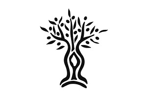 Olive tree outline hand drawn icon, an Object Illustration by Toltemara