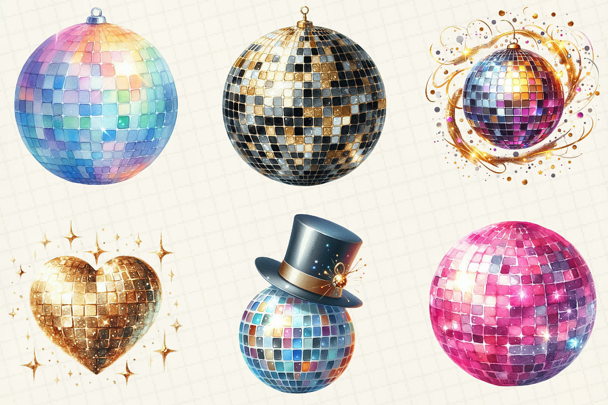 New Year Disco Balls Clipart, an Illustration by DreamCafeArt (Photo 2 of 6)