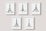 Eiffel Tower Line Art Bundle, an Illustration by Adora ARTS (Thumbnail 1 of 4)