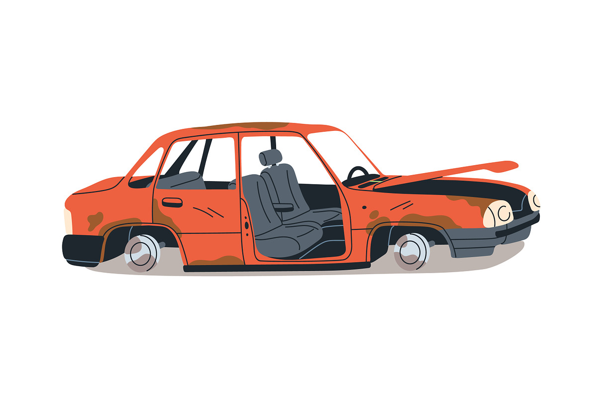 Old broken cars. Abandoned autos set, a Transportation Illustration by Good Studio (Photo 3 of 5)