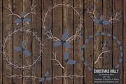 Navy Christmas Vector Holly Clipart, an Illustration by Amanda Ilkov (Thumbnail 2 of 5)