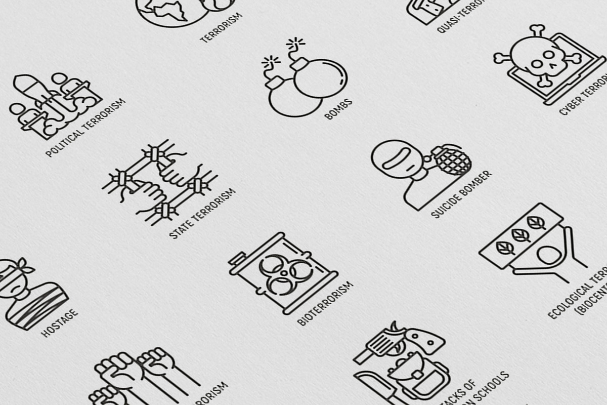 Stop Terrorism | 16 Thin Line Icons, an Outline Icon by Alex Blogoodf (Photo 8 of 11)