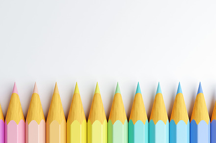 Colored pencils with copy space background. Multi-Colors pencils, a School & Education Photo by Ministocker