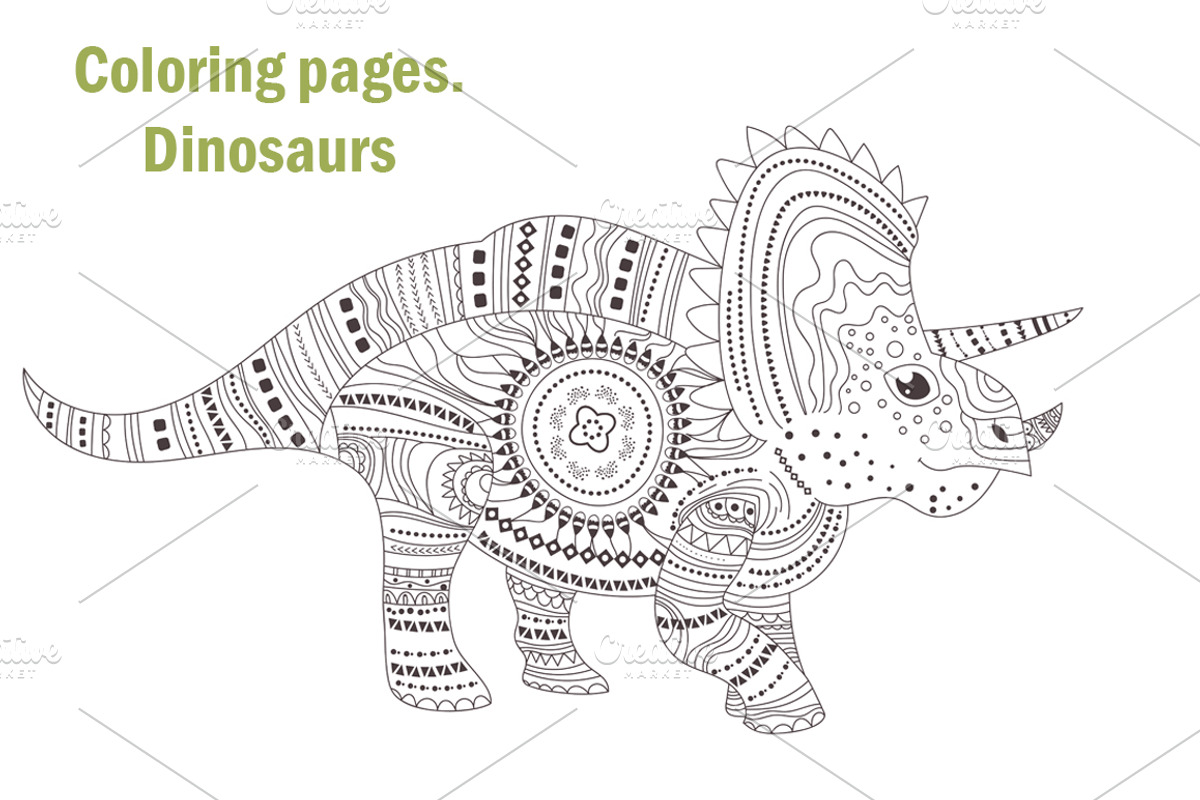 Dinosaurs. Coloring pages, a Background Graphic by Anna Violet (Photo 1 of 6)