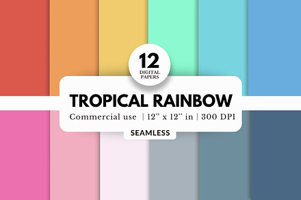 12 Tropical Rainbow Digital Papers