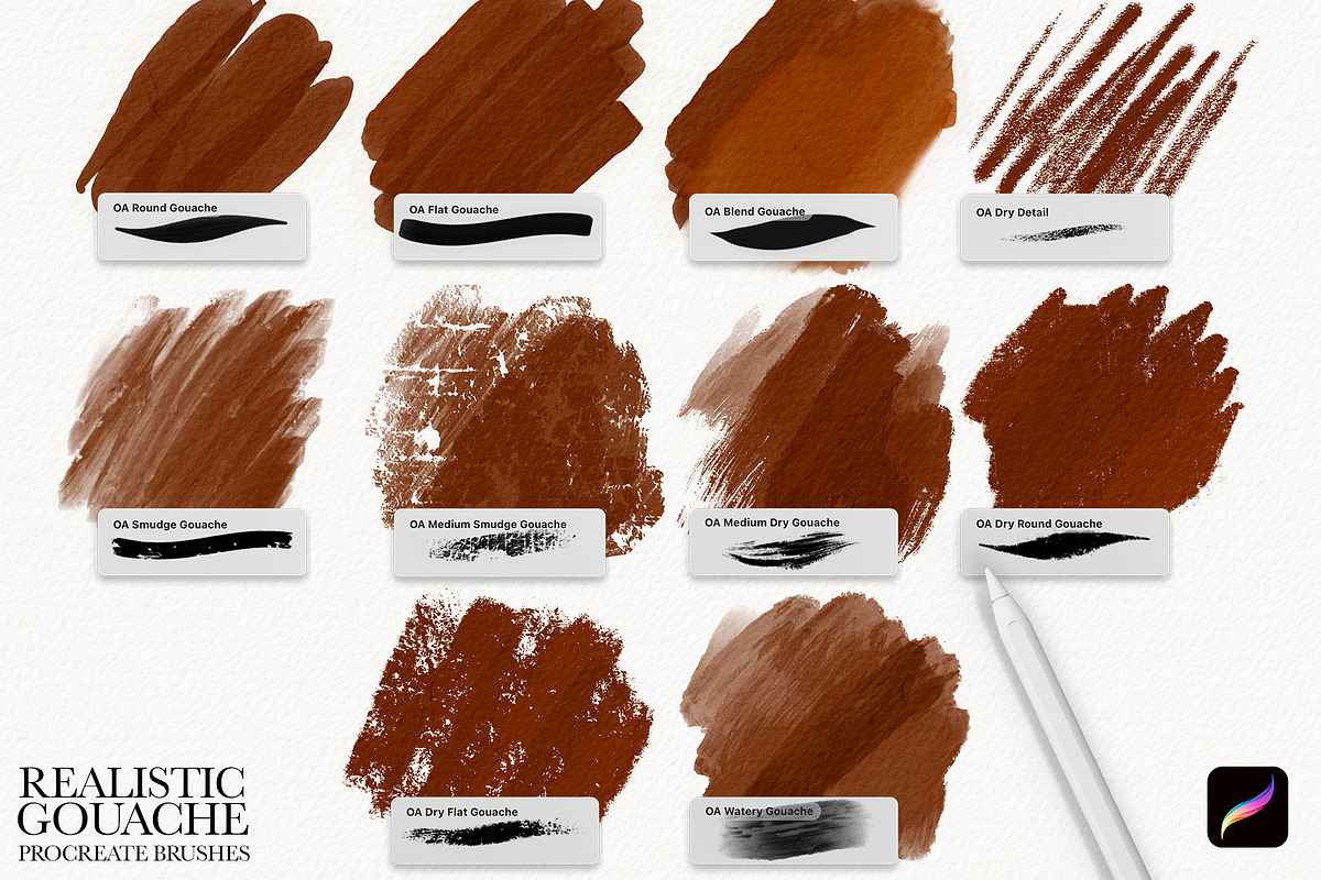 Realistic Gouache Procreate Brushes, a Brush Add-On by owlasya (Photo 3 of 8)