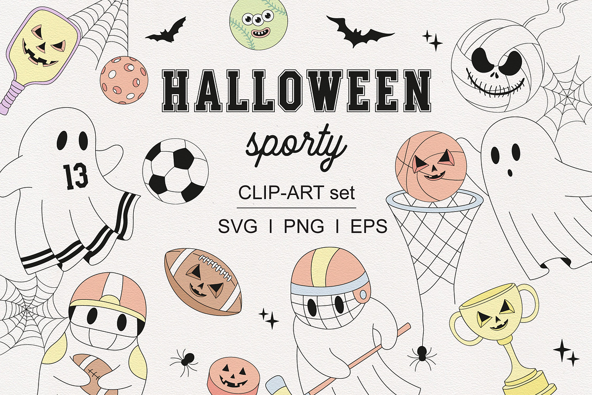 Sporty Halloween clipart set, a Sport Illustration by @olga.angelloz (Photo 1 of 2)