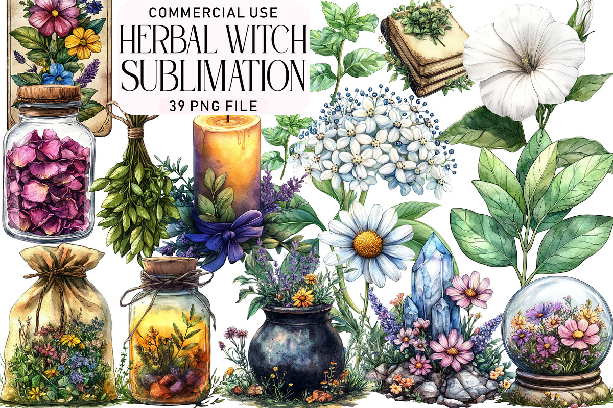 Herbal Witch Sublimation Clipart Bun, an Illustration by Daily.Designs (Photo 1 of 5)