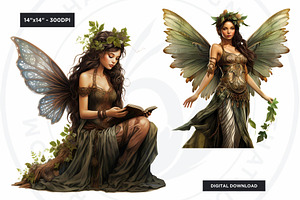 Boho Forest Fairy Clipart PNG