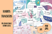 Habits Trackers Templates A4 PDF, a Stationery Template by AnnaViolet_store (Thumbnail 1 of 9)
