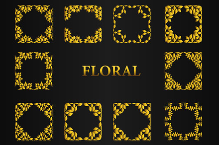 golden floral frame v9