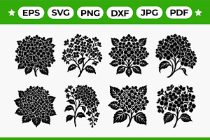 Hydrangea Flower Silhouette Pack, an Object Graphic by Artonix