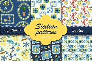 Bright Sicilian vector patterns with