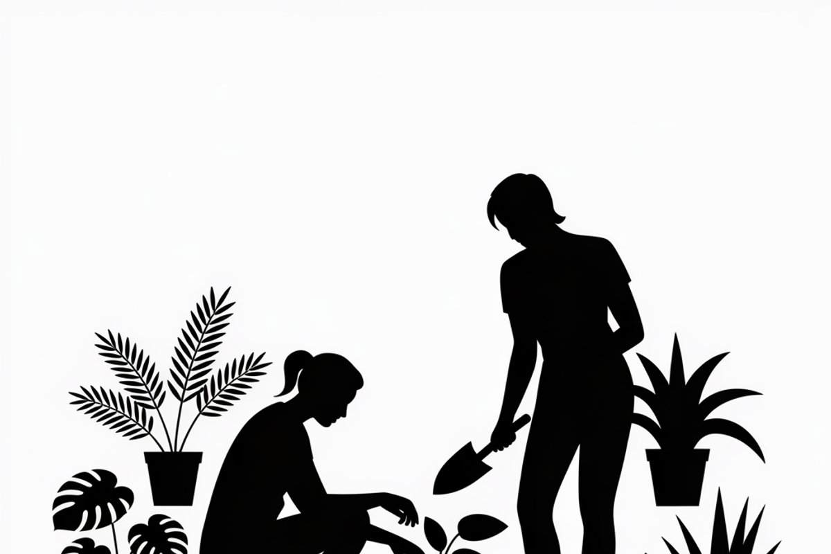 silhouette couple gardening together, an Illustration by Amazin_art (Photo 11 of 11)