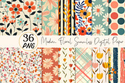 Modern Floral Seamless Digital Paper, a Texture Illustration by DreamPrint404 (Thumbnail 1 of 7)