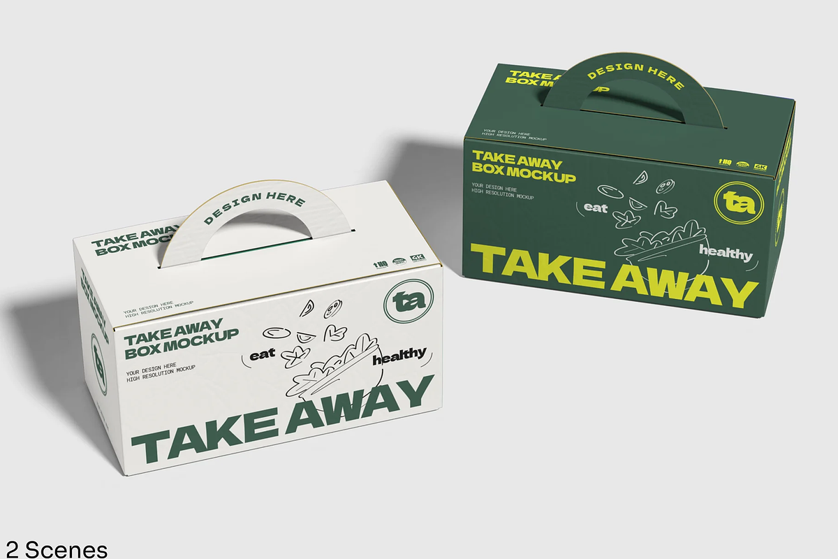 Takeaway Food Box Mockup, a Packaging Mockup by graphicsauce (Photo 1 of 3)