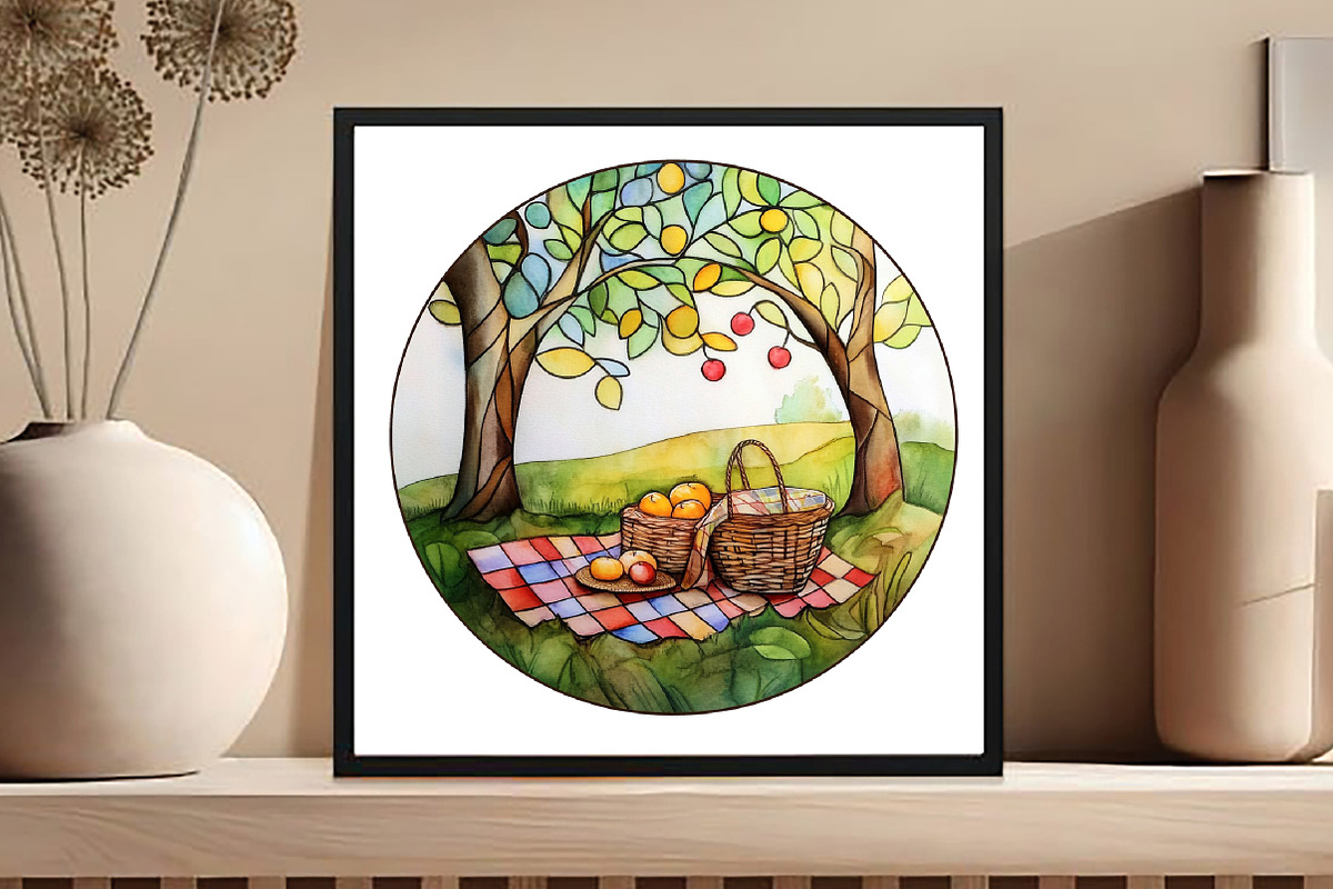 Round Stained Glass Summer Clipart, an Illustration by DreamCafeArt (Photo 5 of 7)