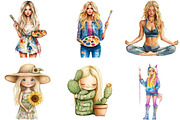 Watercolor Blonde Quirky Girl, a Seasonal Illustration by DreamArtGraphic (Thumbnail 4 of 4)