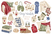 Cozy Hygge Winter Clipart, a Seasonal Illustration by ArtGiftsStudio (Thumbnail 1 of 4)