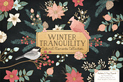 Soft Christmas Leaves and Branches, an Illustration by Amanda Ilkov (Thumbnail 1 of 5)
