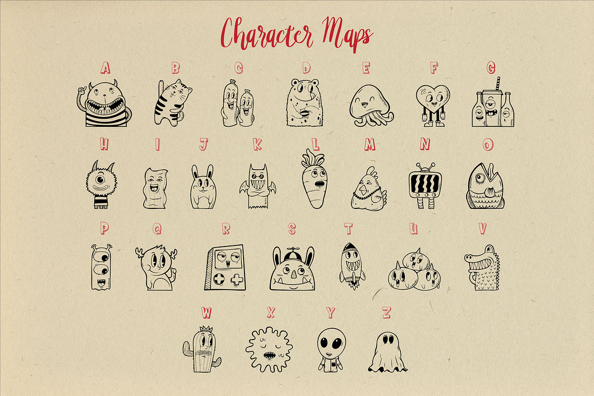 Fluffy Monsta - Cute Doodle Font, a Font by Graphiqa Studio (Photo 4 of 11)