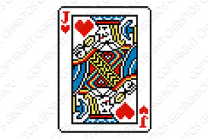 Pixel Art Jack of Hearts Playing, an Illustration by Christos Georghiou
