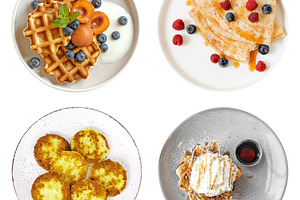Breakfast set of various pancakes, a Food & Drink Photo by BOOCYS