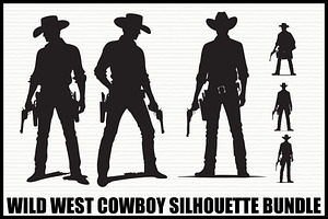 Wild West Cowboy Silhouette Bundle, an Illustration by hafijul