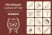 Himalayan Culture Drawing Art Set, an Outline Icon by Vectors Market (Thumbnail 1 of 8)