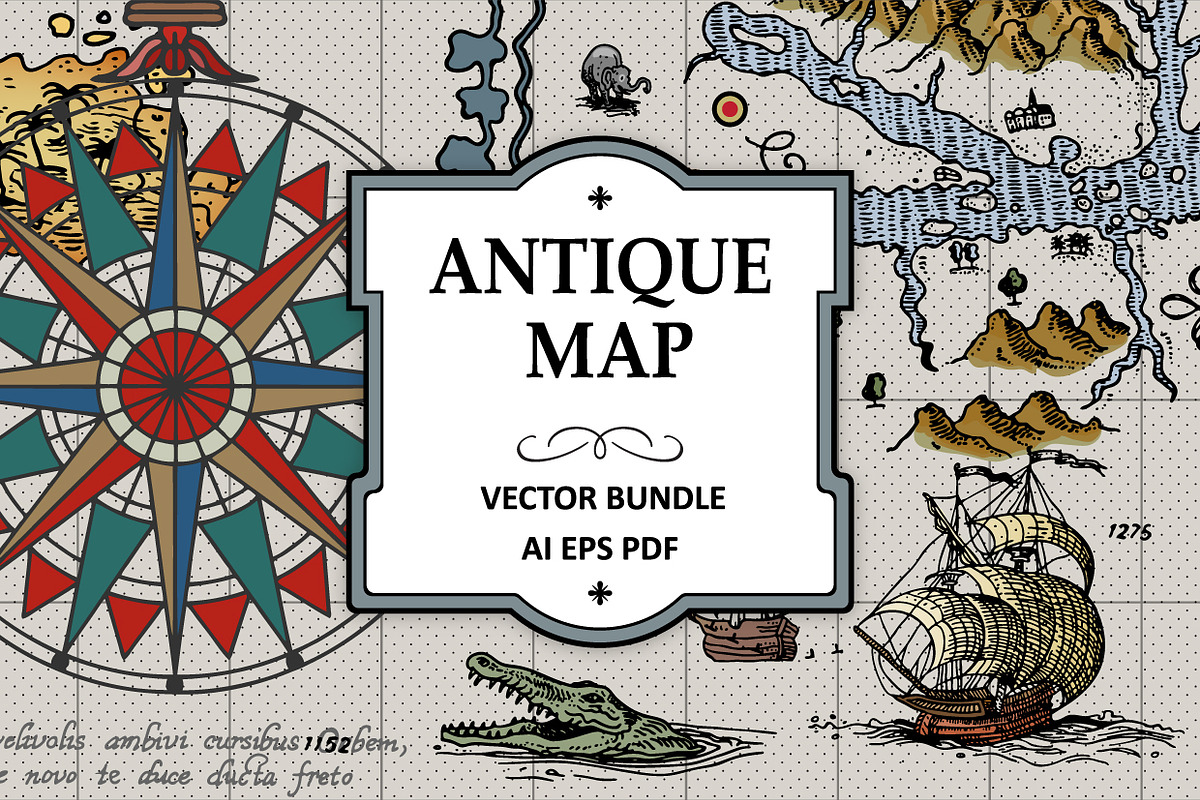 Antique Maps Vector Bundle, an Illustration by Vector Clash (Photo 1 of 9)